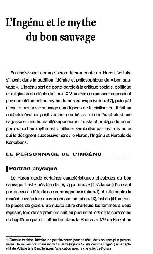Prévisualisation du document L'Ingénu et le mythe du bon sauvage - Commentaire de L'Ingénu de Voltaire