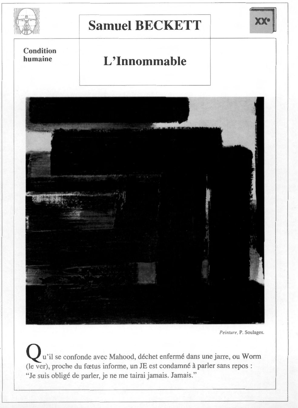 Prévisualisation du document L'Innommable de Beckett  : Fiche de lecture