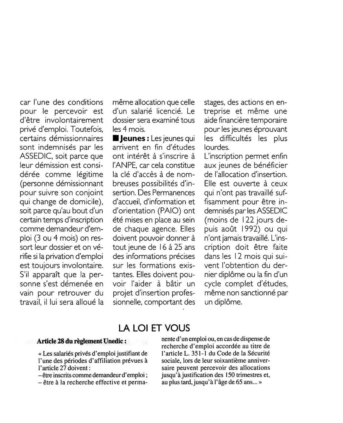 Prévisualisation du document L'inscription à l'ANPE est-elle obligatoire ?