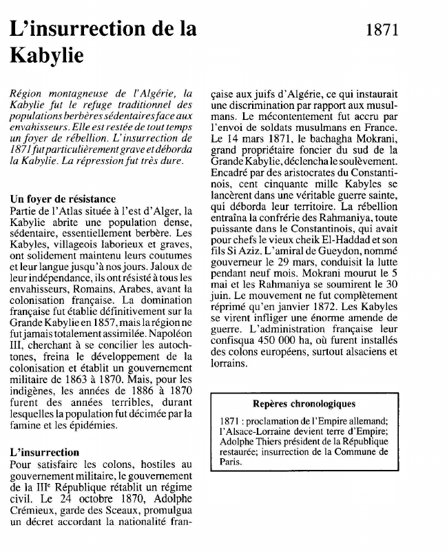 Prévisualisation du document L'insurrection de laKabylie.