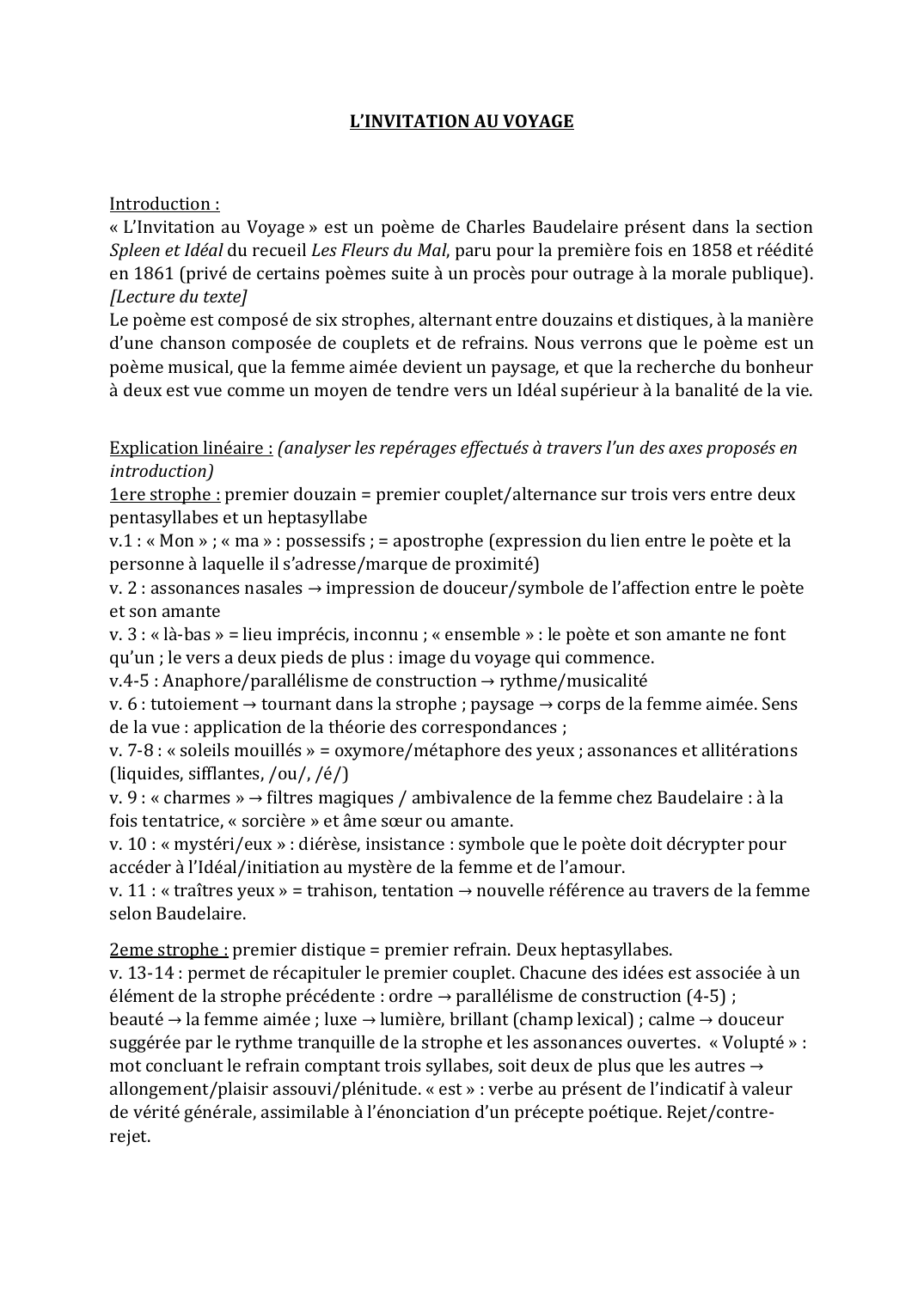 Prévisualisation du document L'invitation au voyage de Baudelaire- explication linéaire