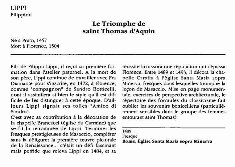 Prévisualisation du document LIPPIFilippino:Le Triomphe desaint Thomas d'Aquin  (analyse du tableau).