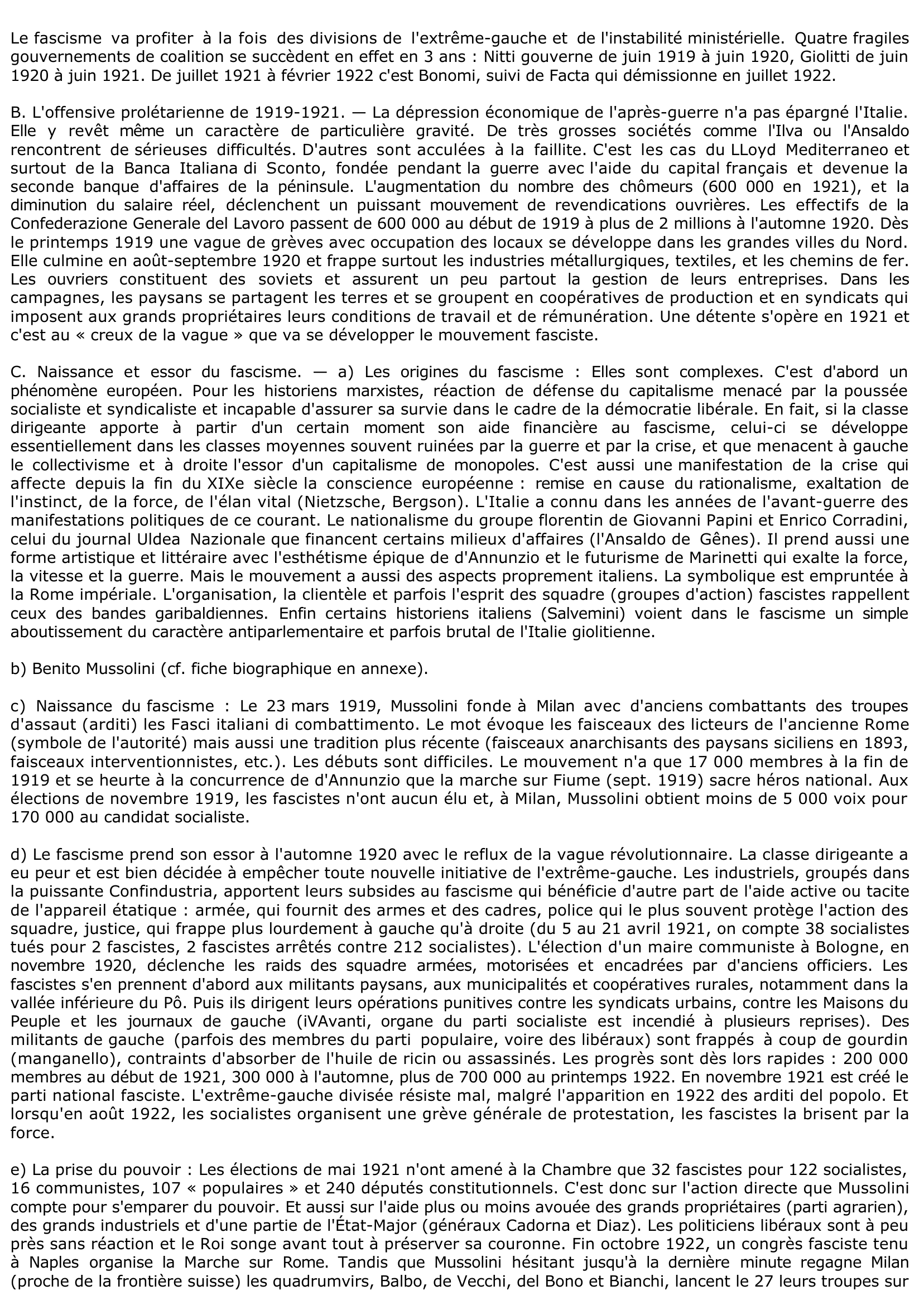 Prévisualisation du document L'Italie de 1919 à 1940 (histoire)