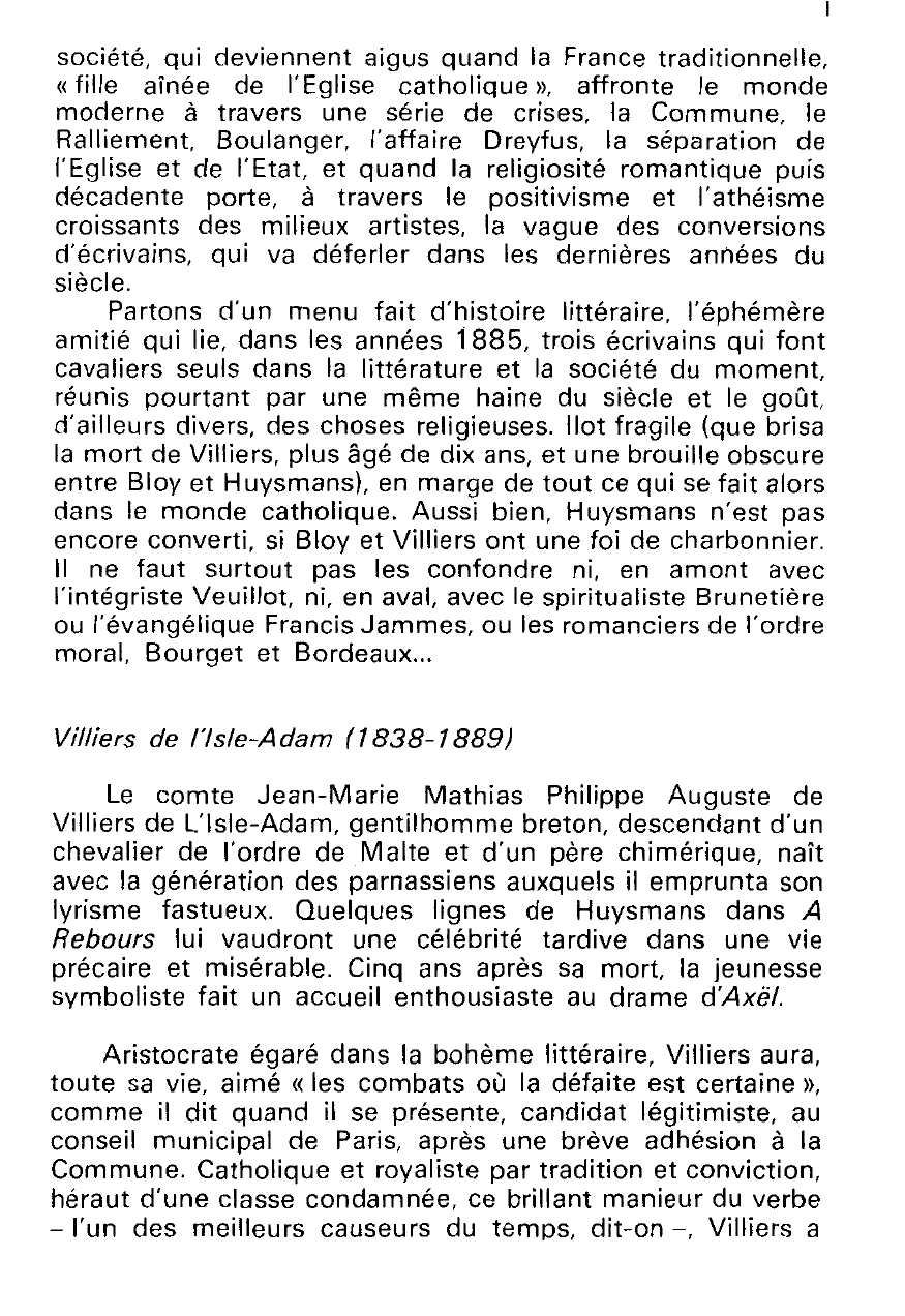 Prévisualisation du document Littérature et religion : Villiers De L'Isle-Adam, Bloy, Huysmans