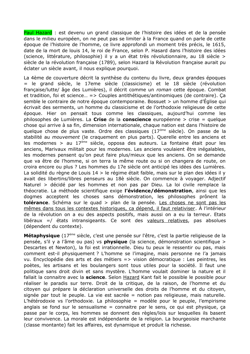 Prévisualisation du document Littérature Francaise: Paul Hazard