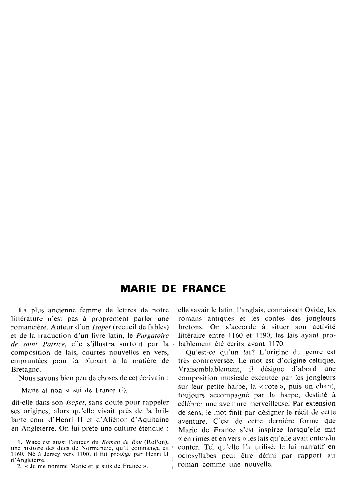 Prévisualisation du document LITTERATURE: Marie de France
