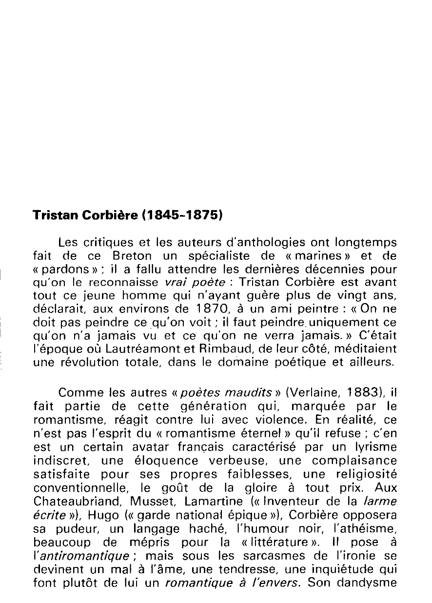 Prévisualisation du document LITTERATURE: Tristan Corbière