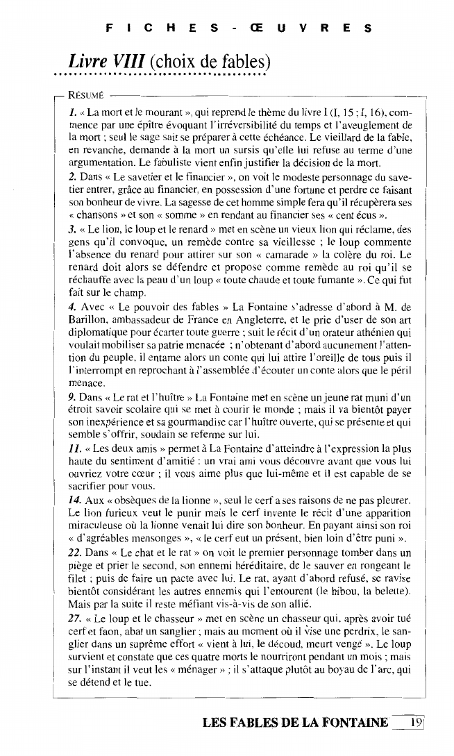 Prévisualisation du document Livre VIII (choix de fables) DE LA FONTAINE (résumé et analyse)