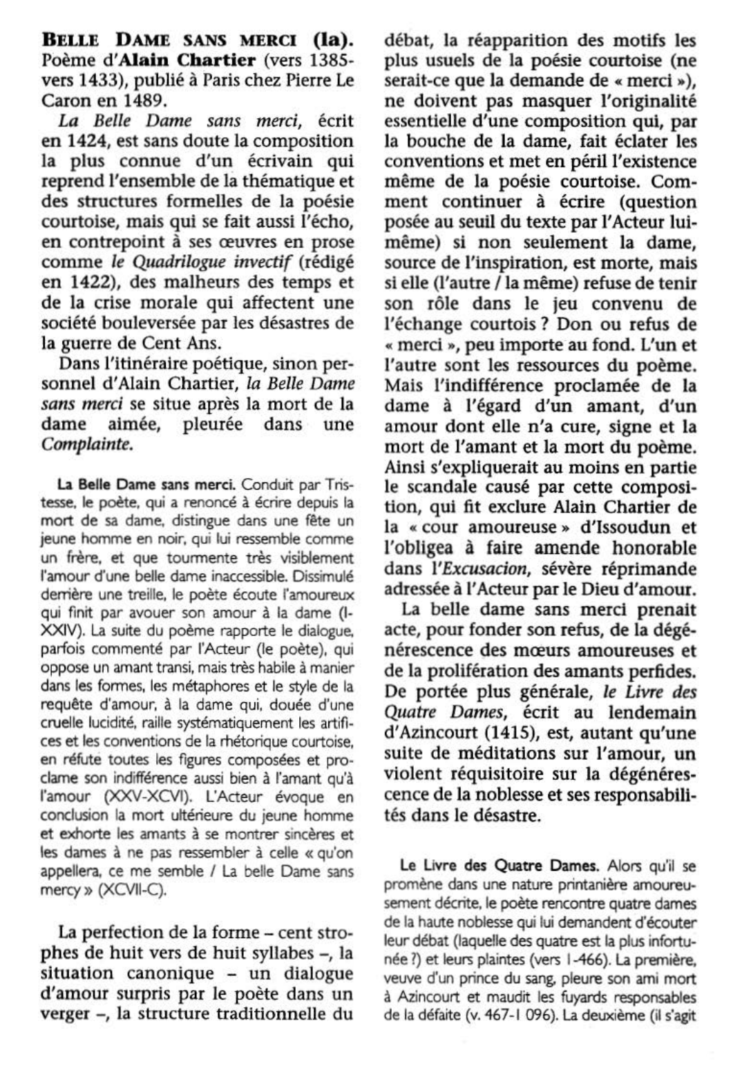 Prévisualisation du document lle Dame sans merci (la) d'Alain Chartier