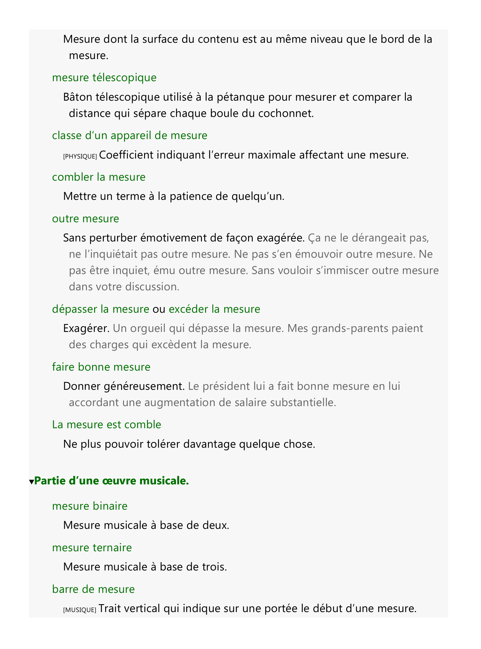 Prévisualisation du document Locutions avec mesure, nom féminin.