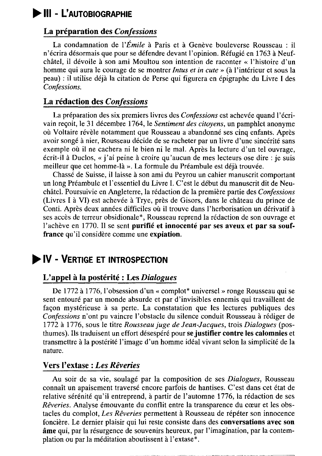 Prévisualisation du document L'oeuvre autobiographique de Rousseau