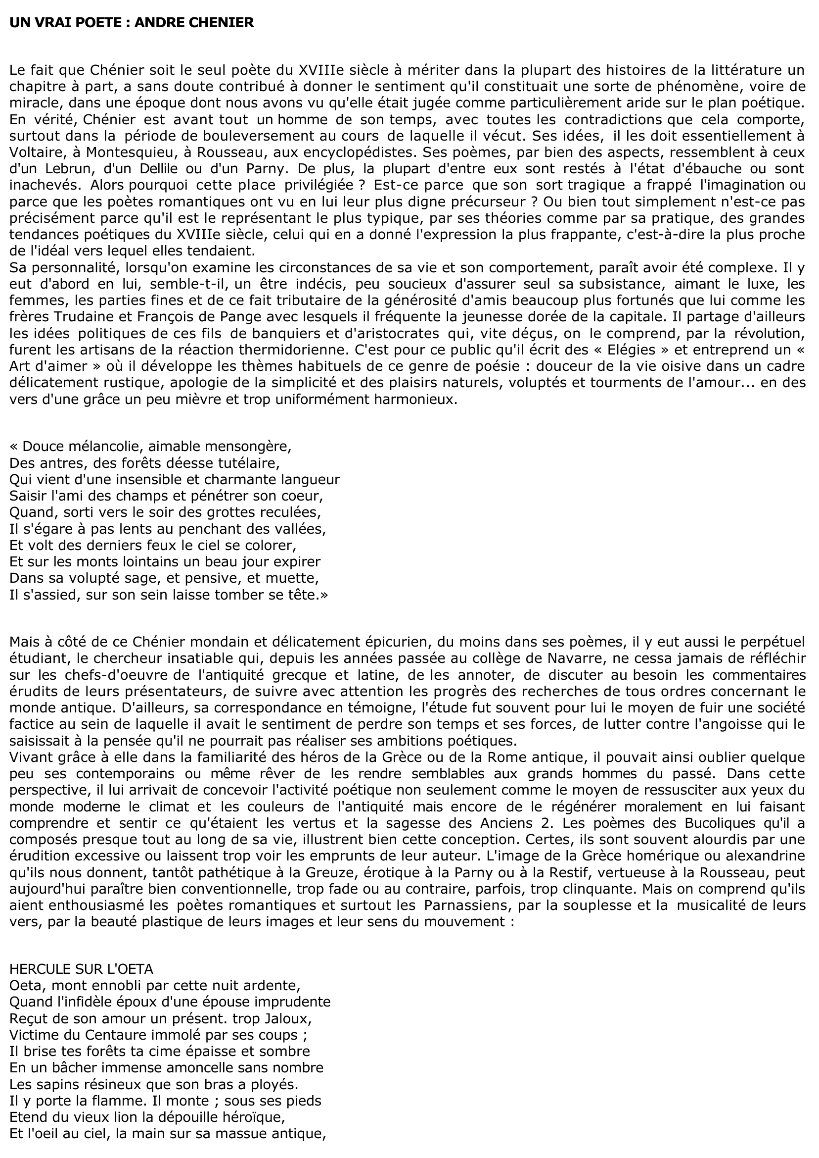 Prévisualisation du document L'OEUVRE D'ANDRÉ CHÉNIER