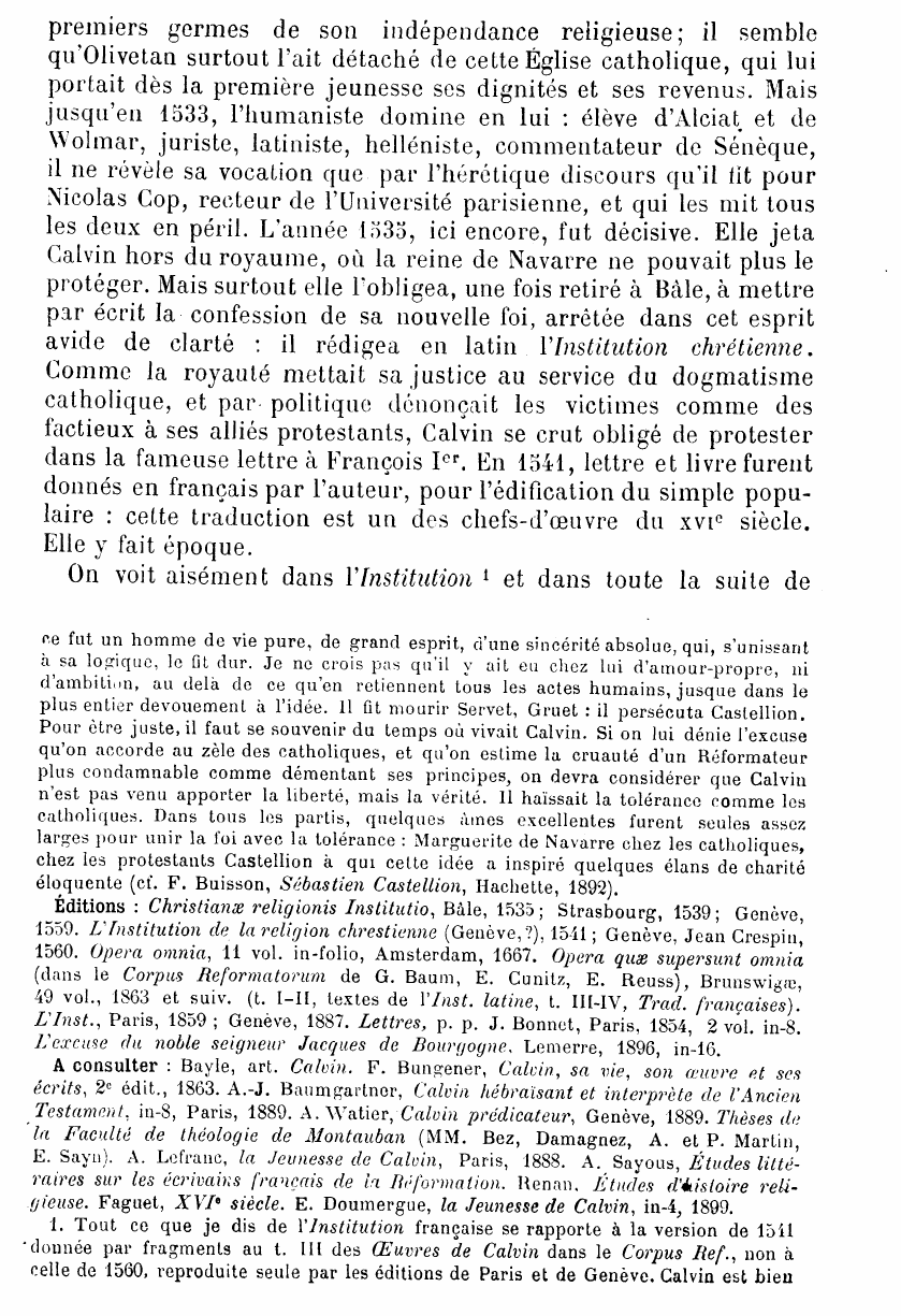 Prévisualisation du document L'OEUVRE DE JEAN CALVIN