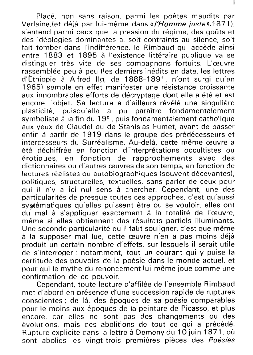 Prévisualisation du document L'oeuvre de Rimbaud