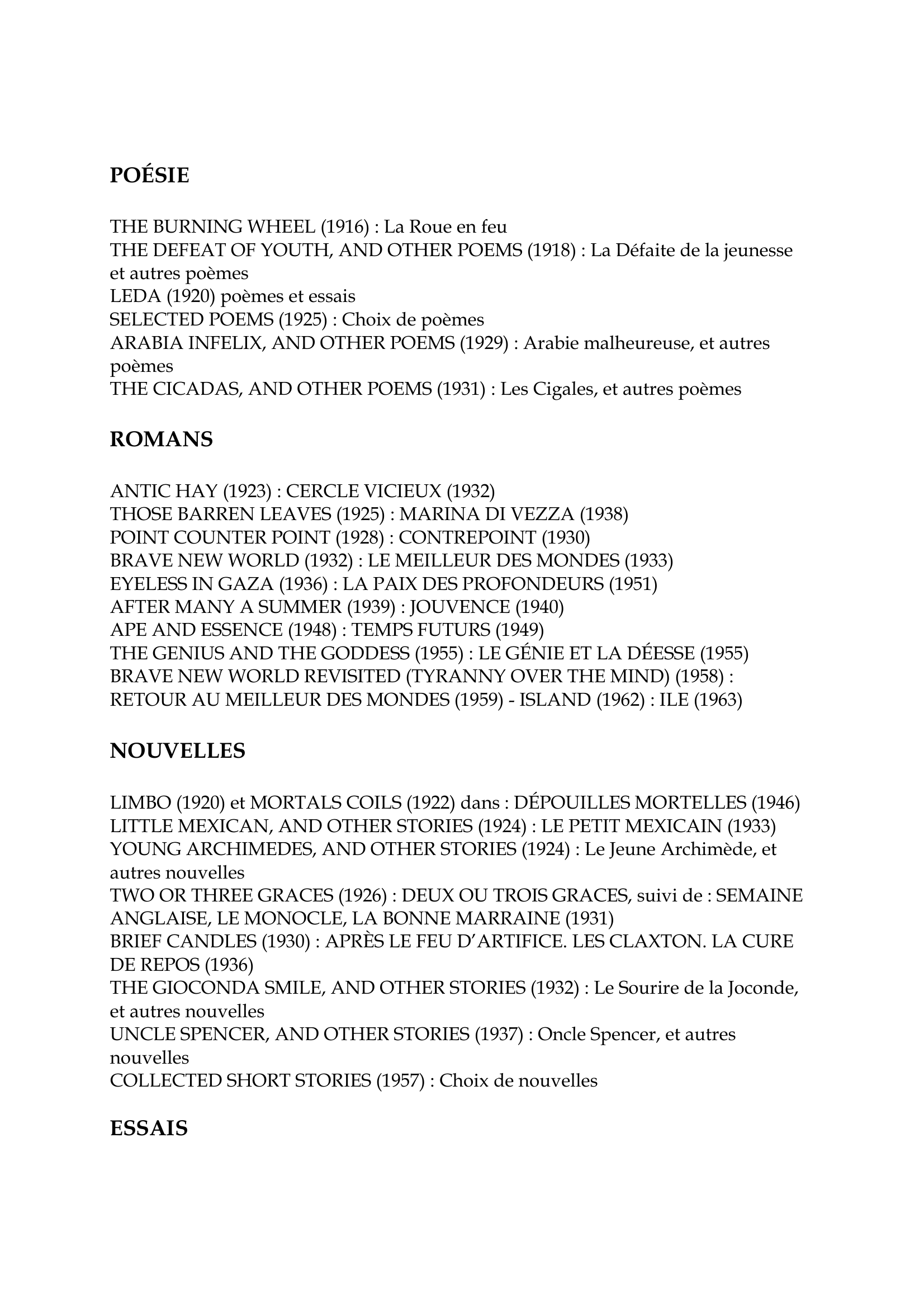 Prévisualisation du document L'oeuvre d'Huxley

POÉSIE
THE BURNING WHEEL (1916) : La Roue en feu
THE