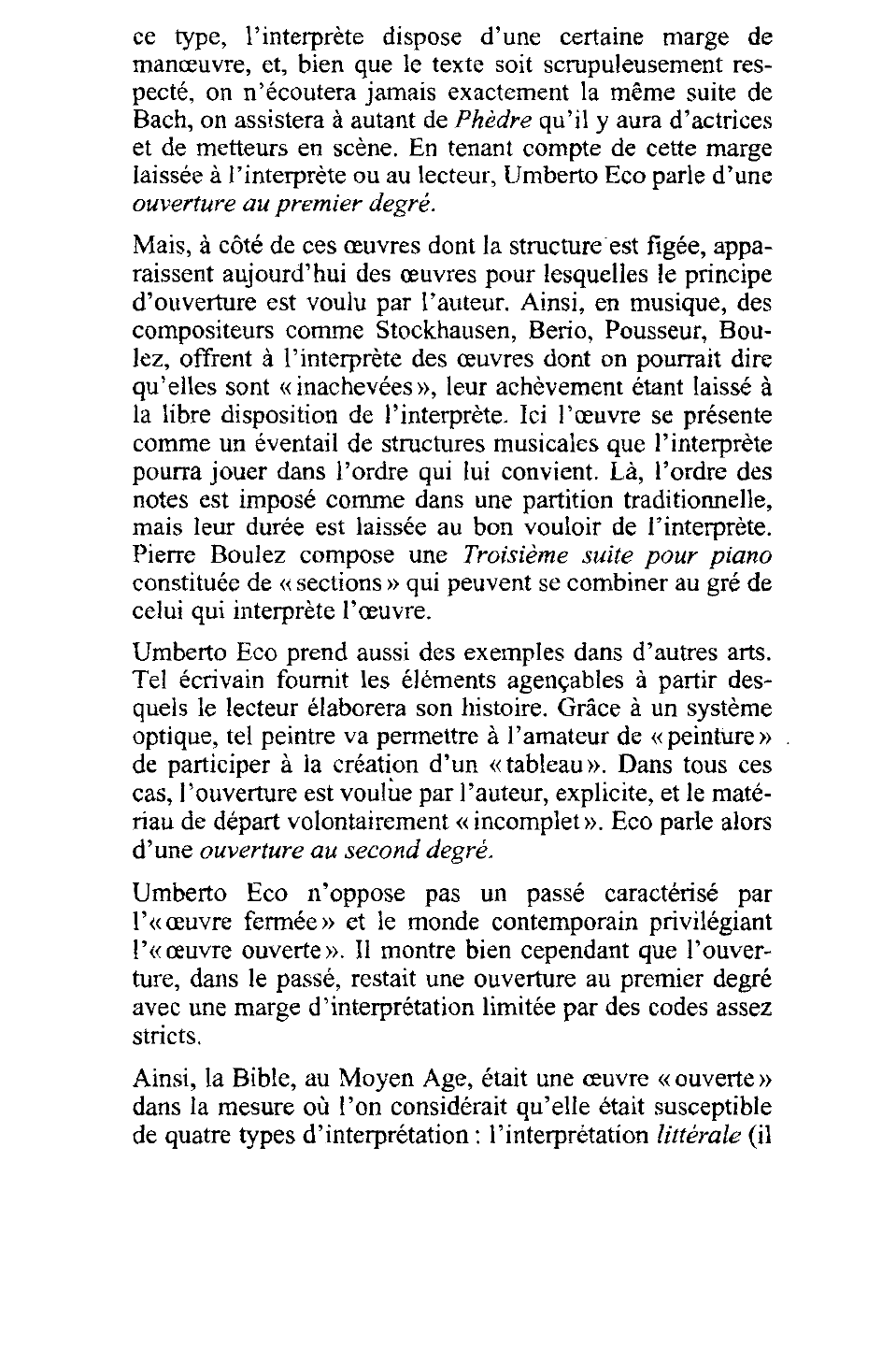 Prévisualisation du document L'OEUVRE OUVERTE