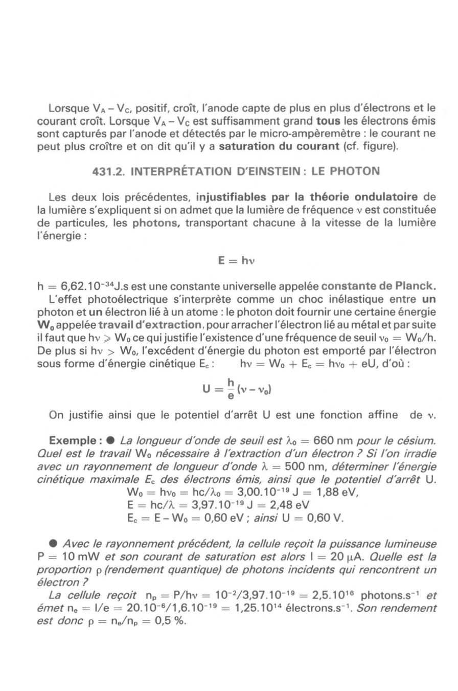 Prévisualisation du document LOIS DE L'EFFET PHOTOÉLECTRIQUE ET INTERPRÉTATION