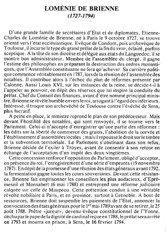 Prévisualisation du document LOMÉNIE DE BRIENNE(1727-1794)- Biographie.
