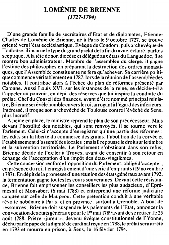 Prévisualisation du document LOMÉNIE DE BRIENNE(1727-1794) - BIOGRAPHIE.
