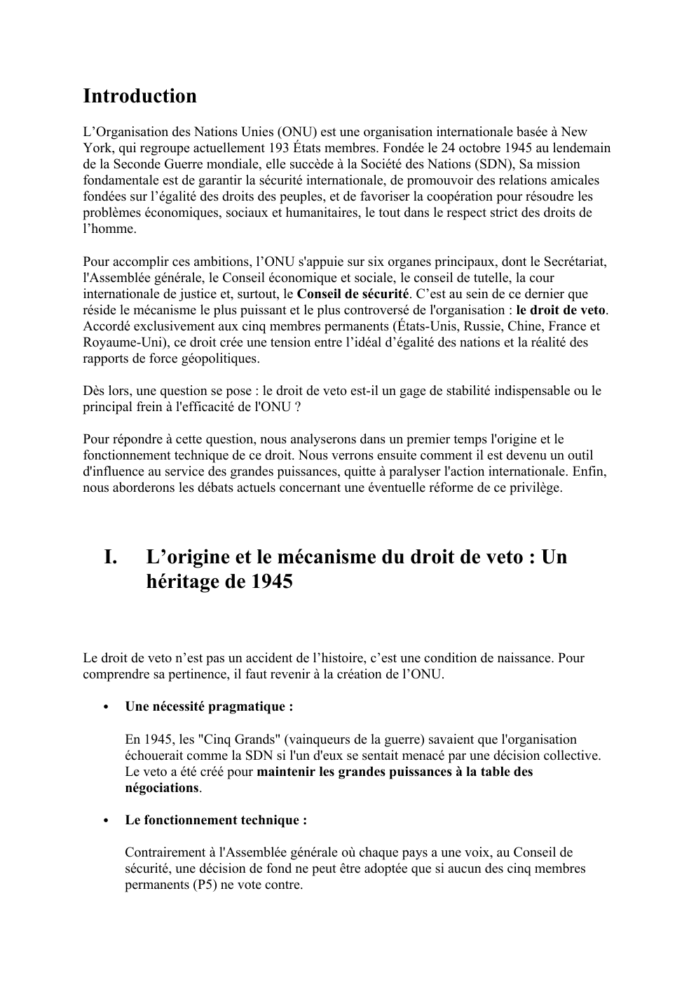 Prévisualisation du document L’ONU : LE DROIT DE VETO