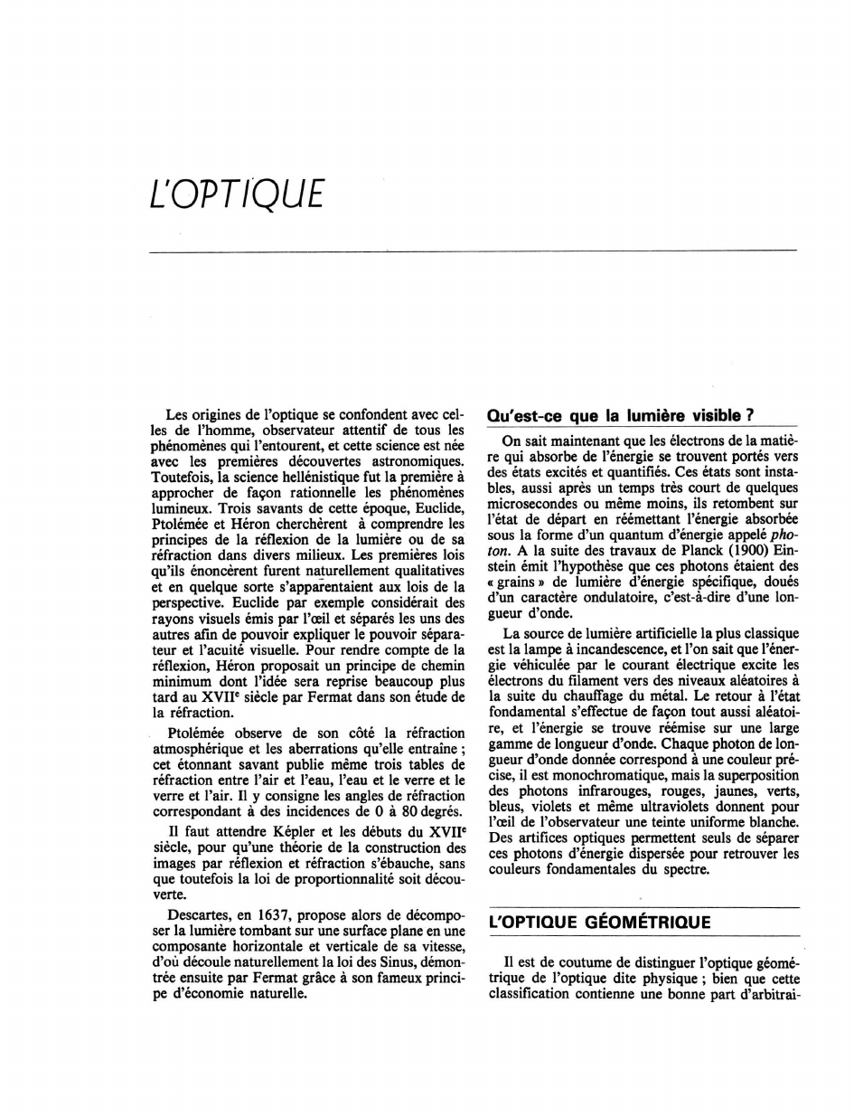 Prévisualisation du document L'OPTIQUE