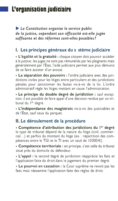 Prévisualisation du document • L'oraanisation judiciaire
► La Constitution organise le service public
de la justice, cependant son efficacité est-elle jugée
suffisante et...