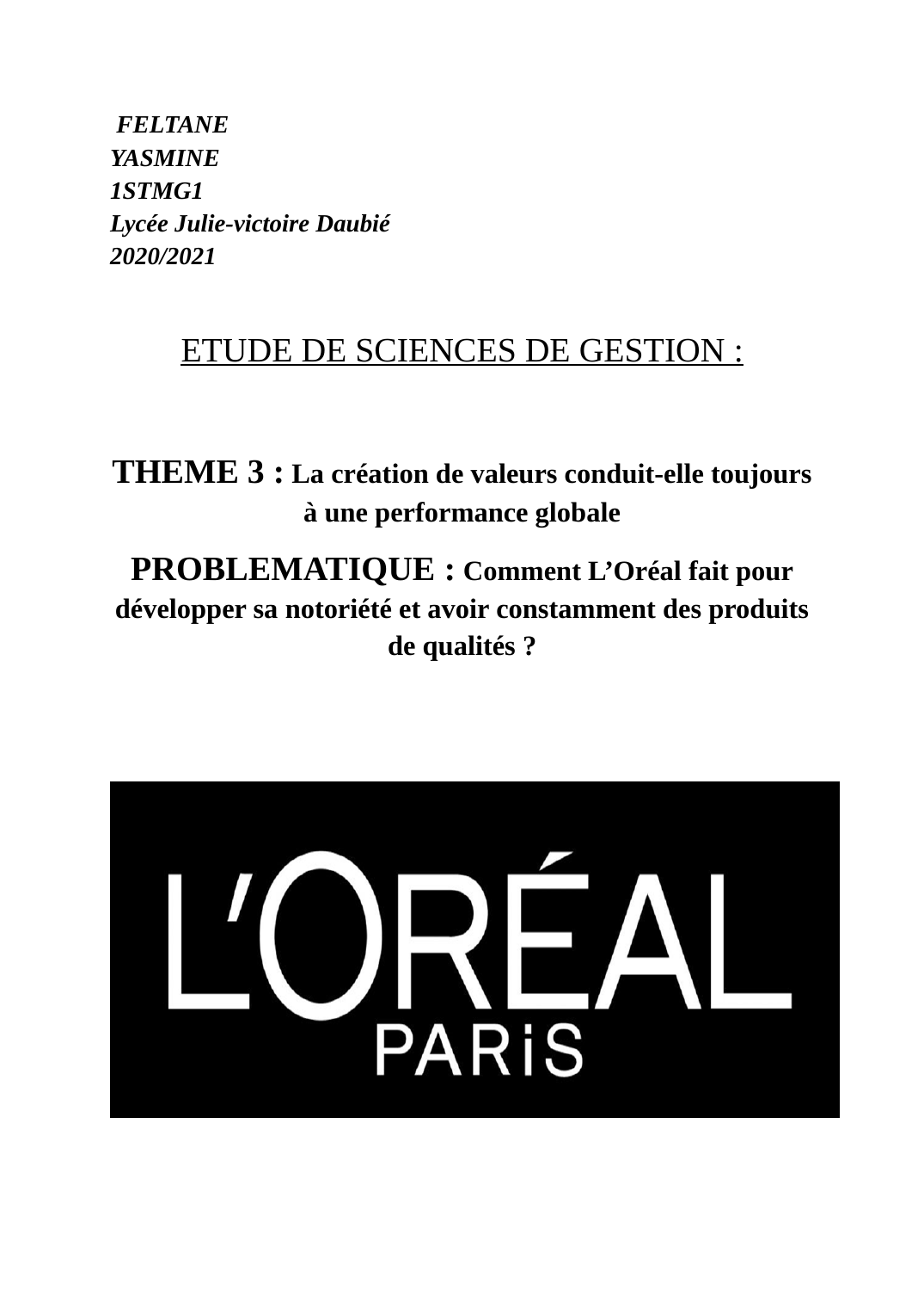 Prévisualisation du document L'Oréal (gestion de l'entreprise)