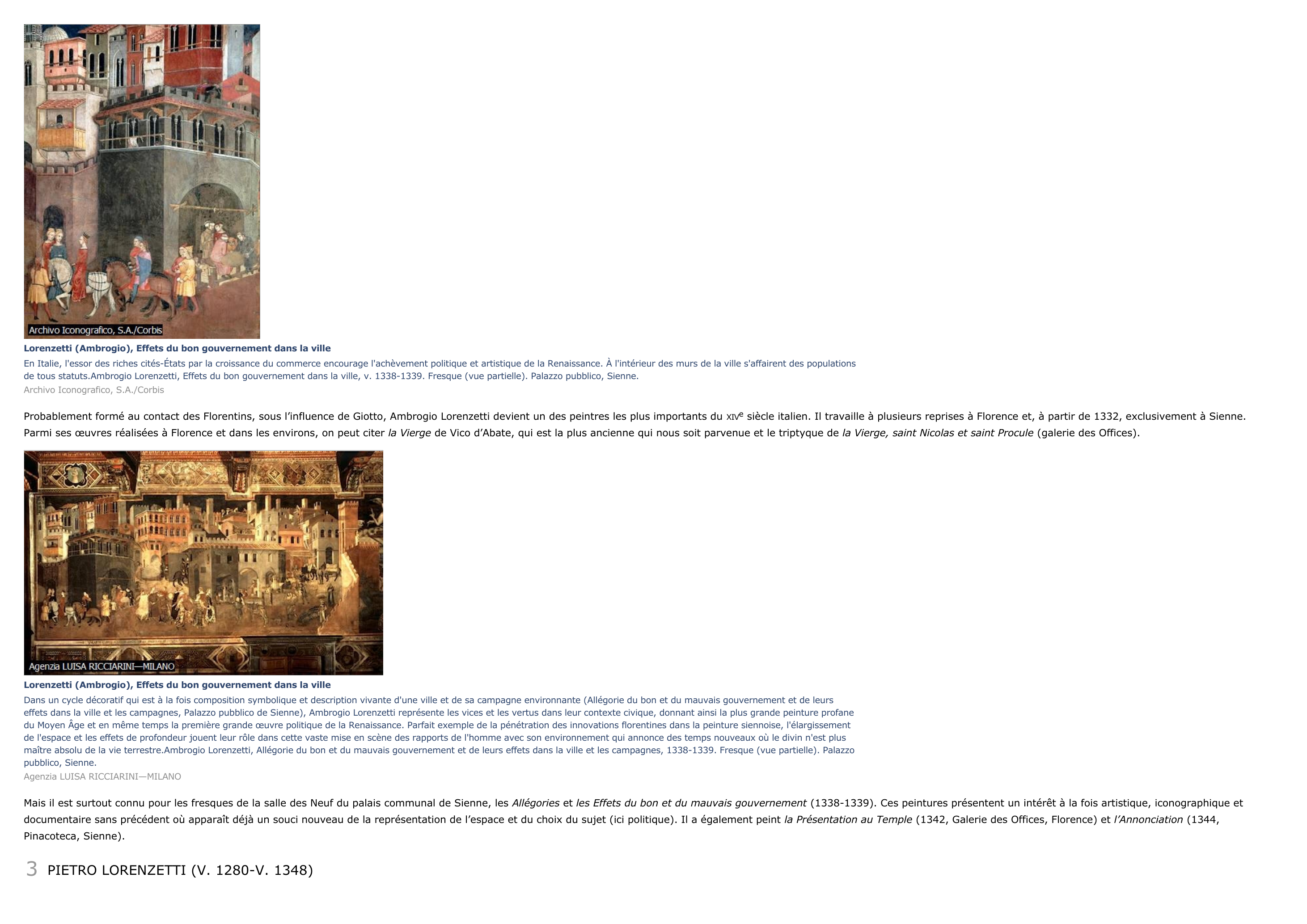 Prévisualisation du document Lorenzetti, Pietro et Ambrogio - vie et oeuvre du peintre.