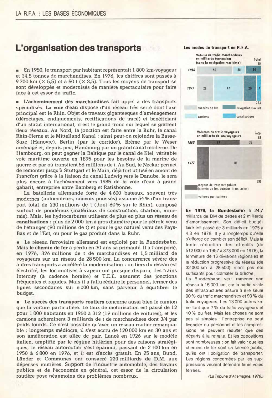Prévisualisation du document L'organisation des transports - PRÉSENTATION DE LA R.F.A. (en 1980)