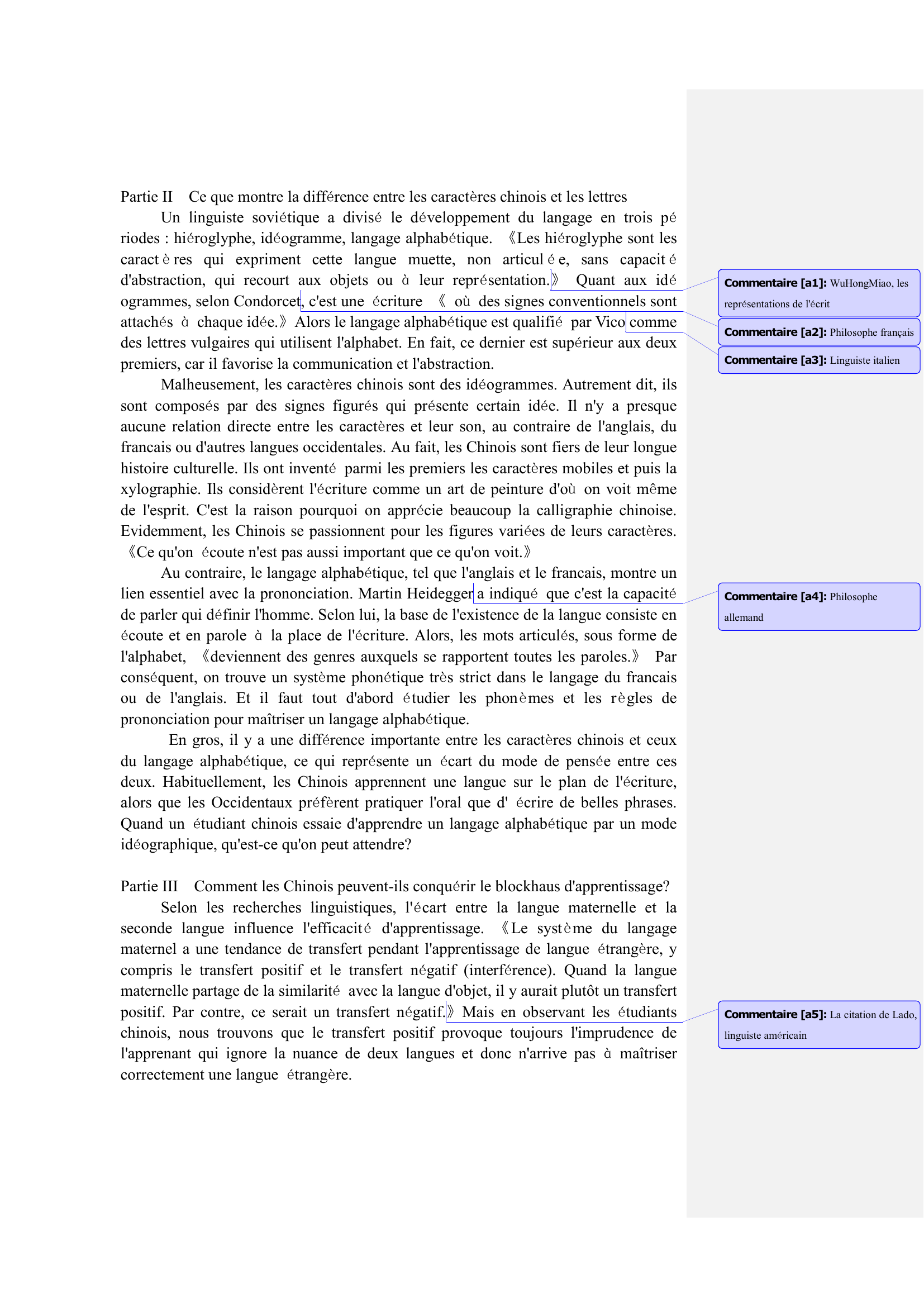 Prévisualisation du document L'origine de la seconde langue muette et les recherches sur les solutions concernées : la différence entre les caractères chinois et les signes alphabétiques ainsi que l'apprentissage de régression