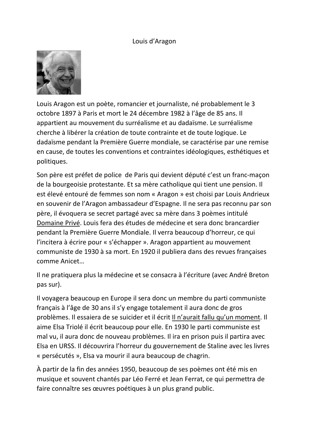 Prévisualisation du document Louis d'Aragon