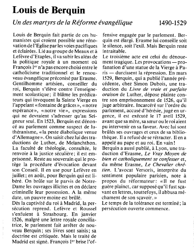 Prévisualisation du document Louis de BerquinUn des martyrs de la Réforme évangélique.