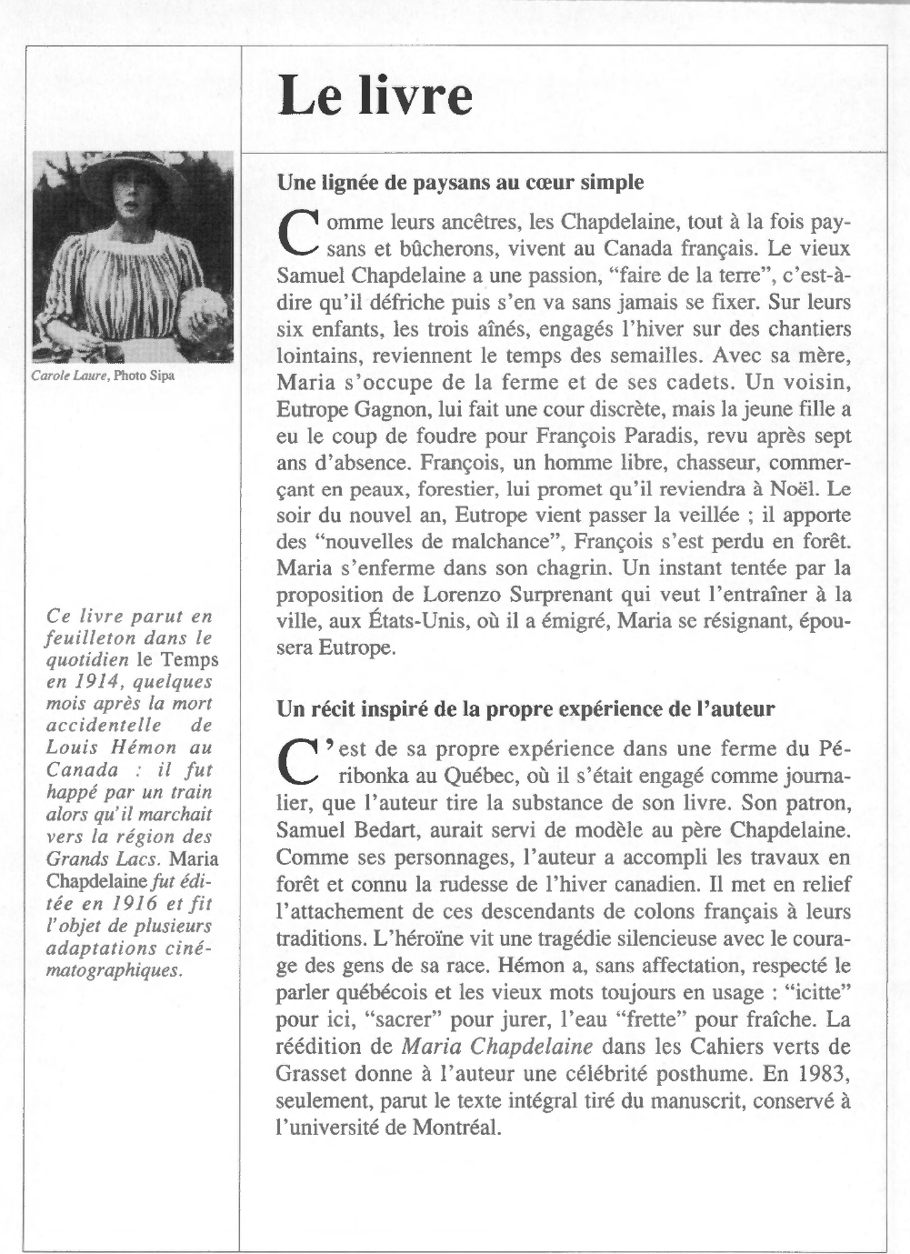 Prévisualisation du document Louis HÉMON : Maria Chapdelaine