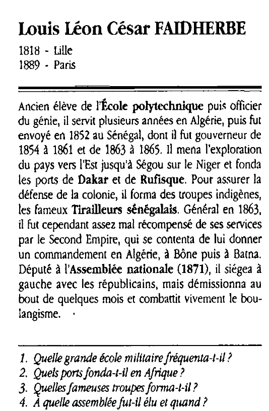 Prévisualisation du document Louis Léon César FAIDHERBE