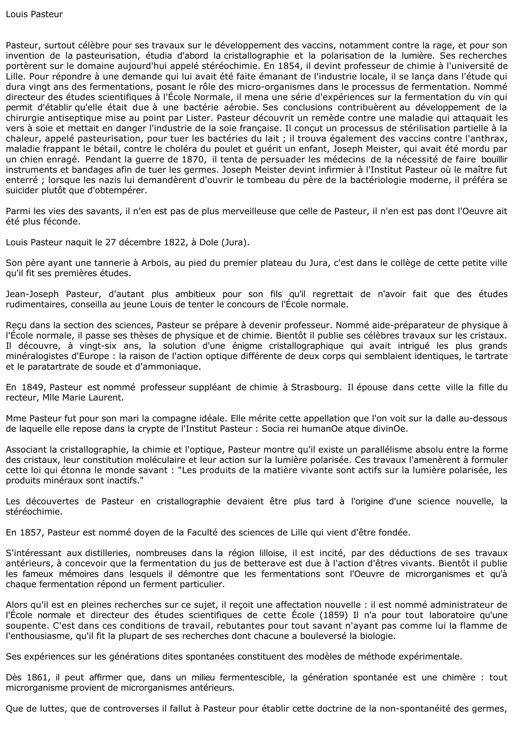 Prévisualisation du document Louis Pasteur