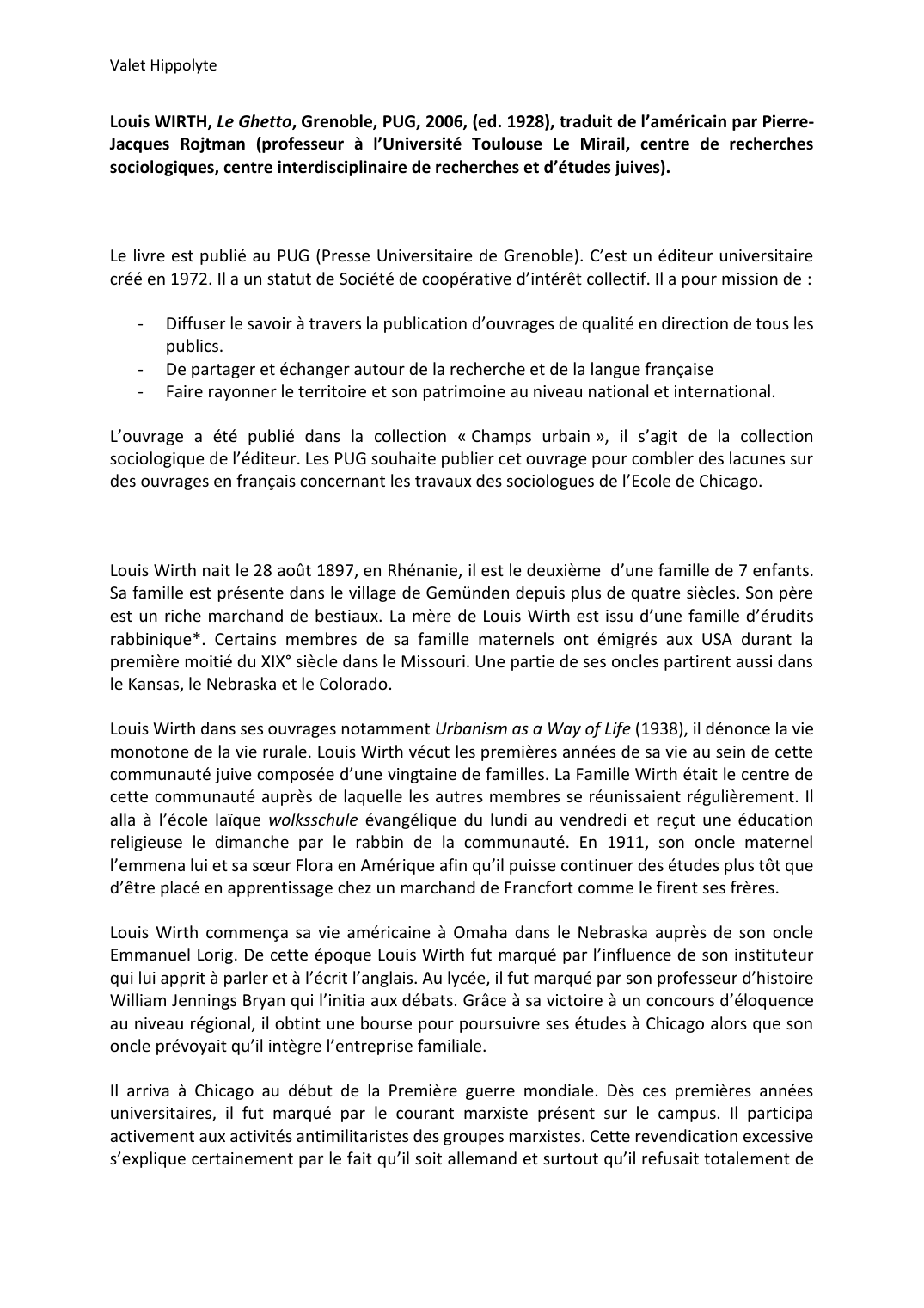 Prévisualisation du document Louis wirth