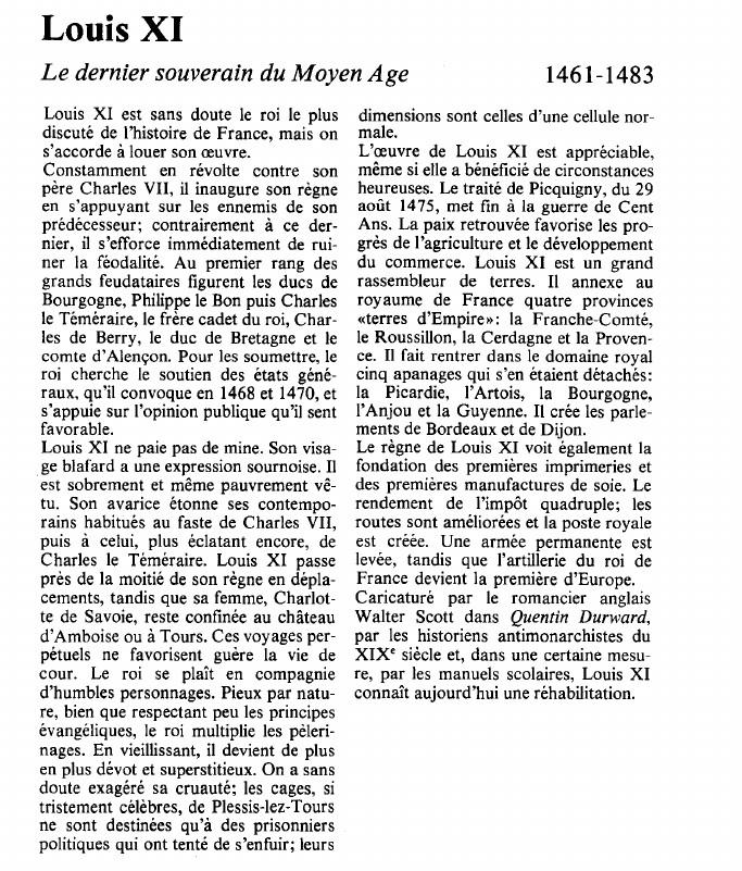 Prévisualisation du document Louis XI:Le dernier souverain du Moyen Age.