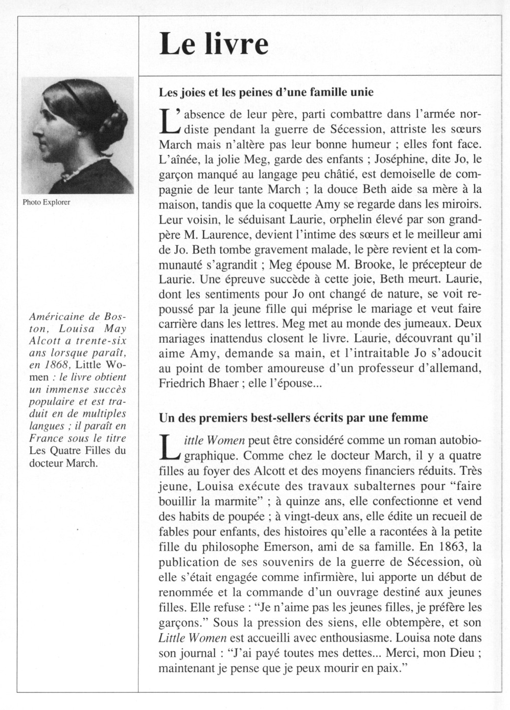 Prévisualisation du document Louisa May ALCOTT : Les Quatre Filles du docteur March