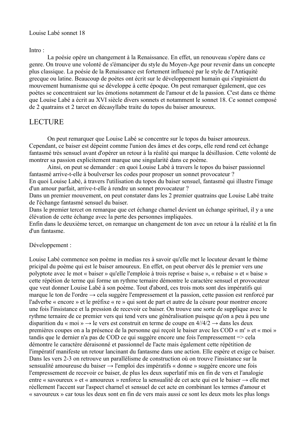Prévisualisation du document Louise Labé sonnet 18