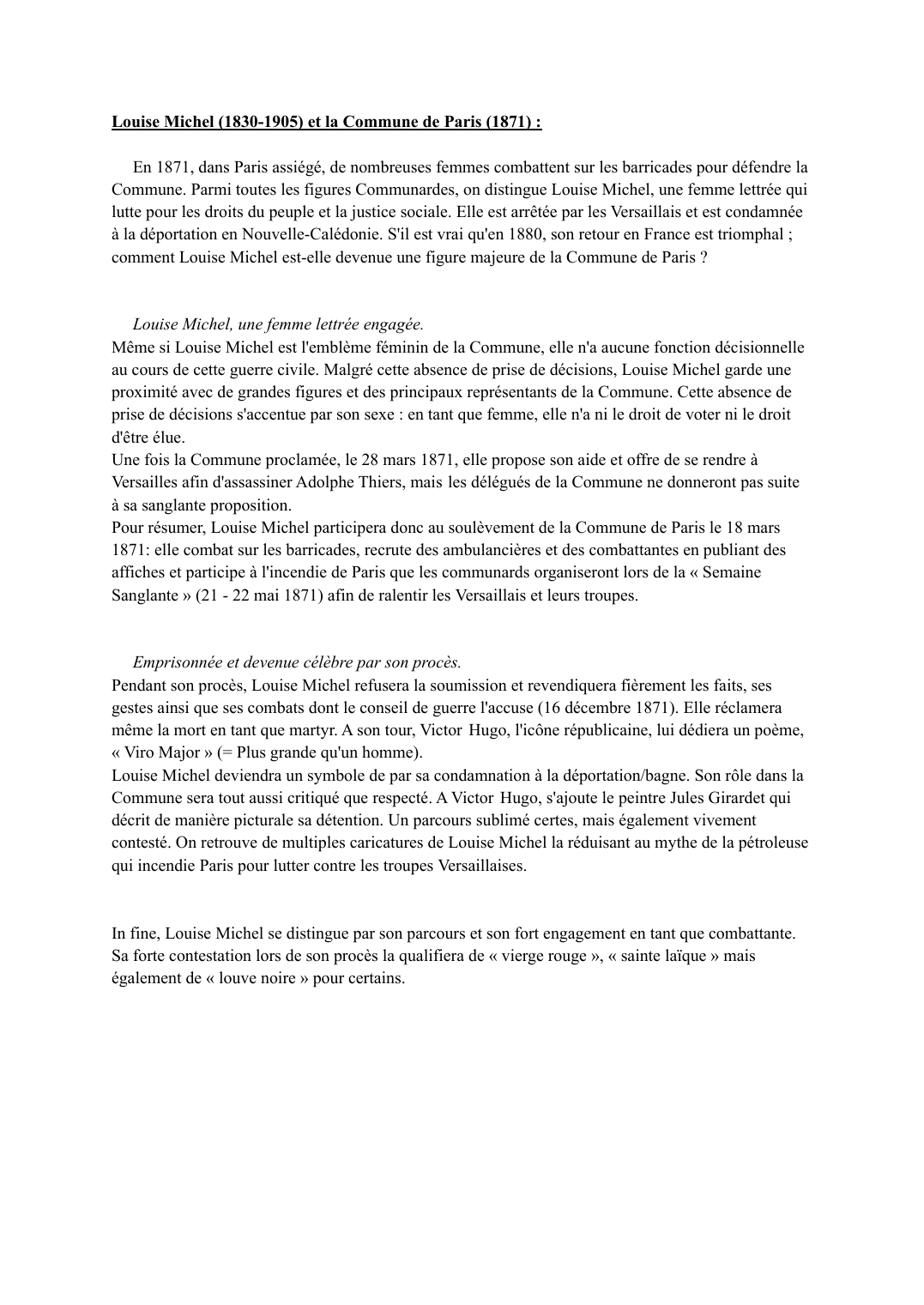 Prévisualisation du document Louise Michel et la Commune de Paris