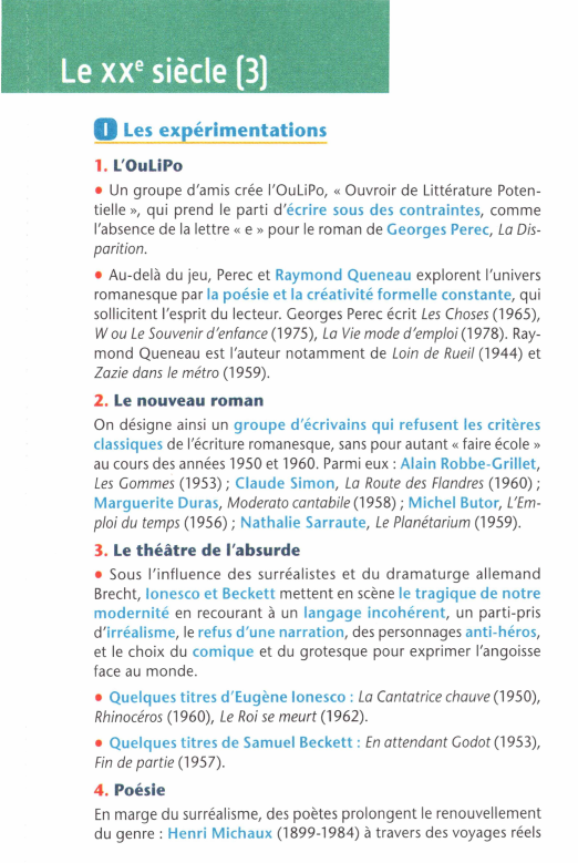 Prévisualisation du document . :l•t~\ i. -:::~~,~:::~~ .':.· ·.

.· · :·

,-'_:r~~:~~ )oçe, .~iècle (3L
0

:·

Les ex érimentations

1. L'OuLIPo...