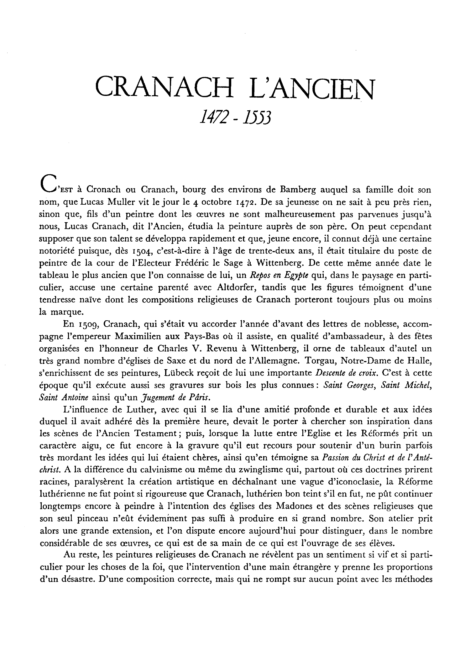 Prévisualisation du document Lucas Cranach, dit l'Ancien