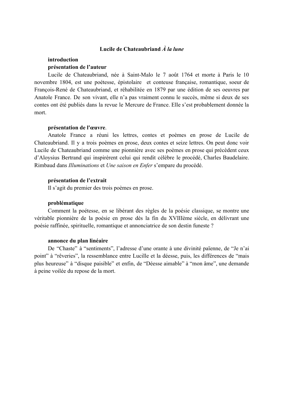 Prévisualisation du document Lucile de Chateaubriand À la lune