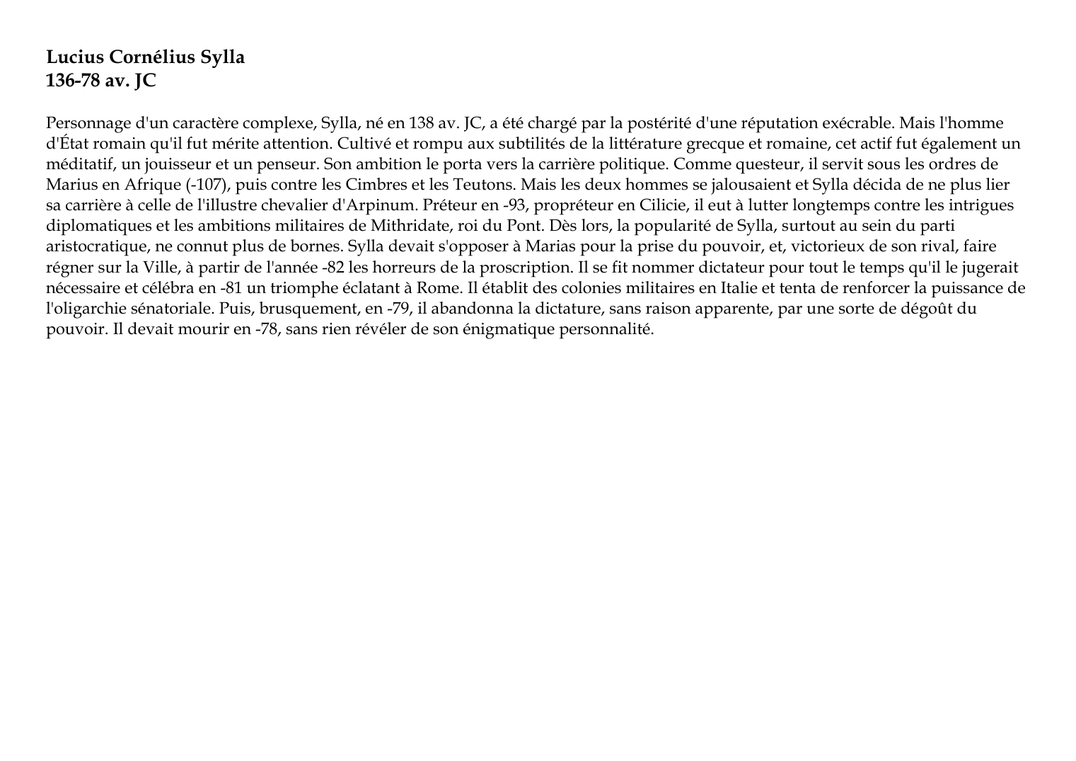 Prévisualisation du document Lucius Cornélius Sylla136-78 av.