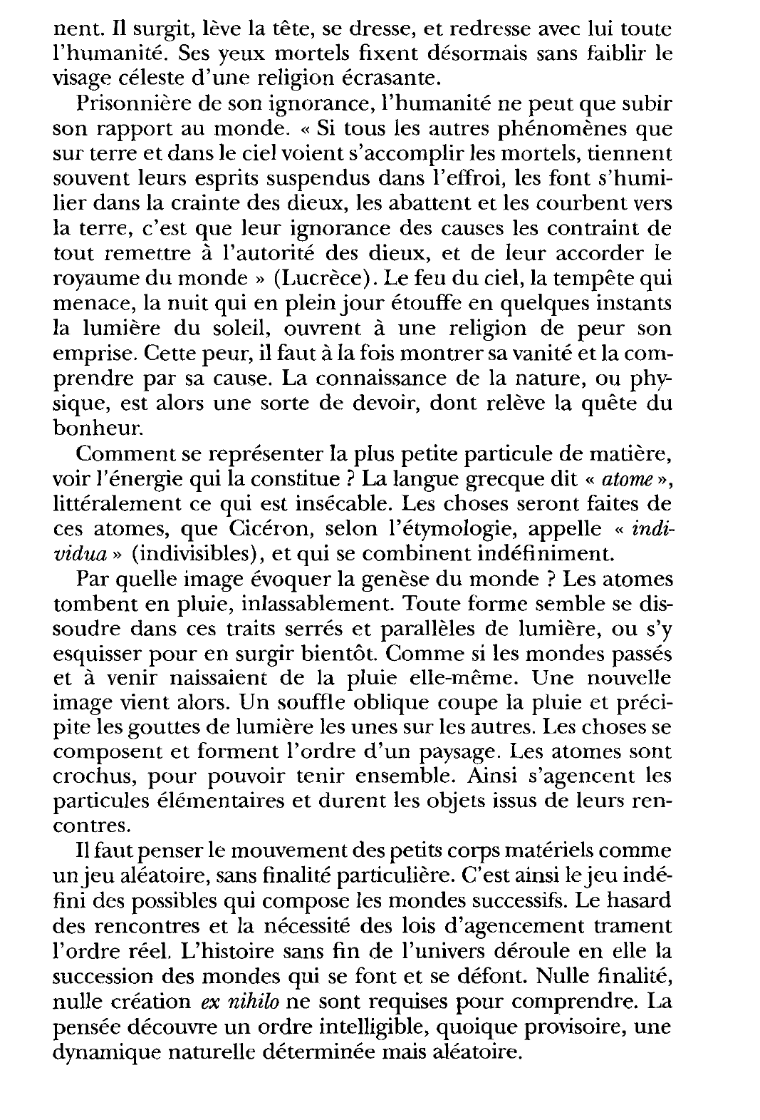 Prévisualisation du document Lucrèce, De la nature, I, vers 62-79, trad. J. Kany-Turpin, GF-Flammarion.