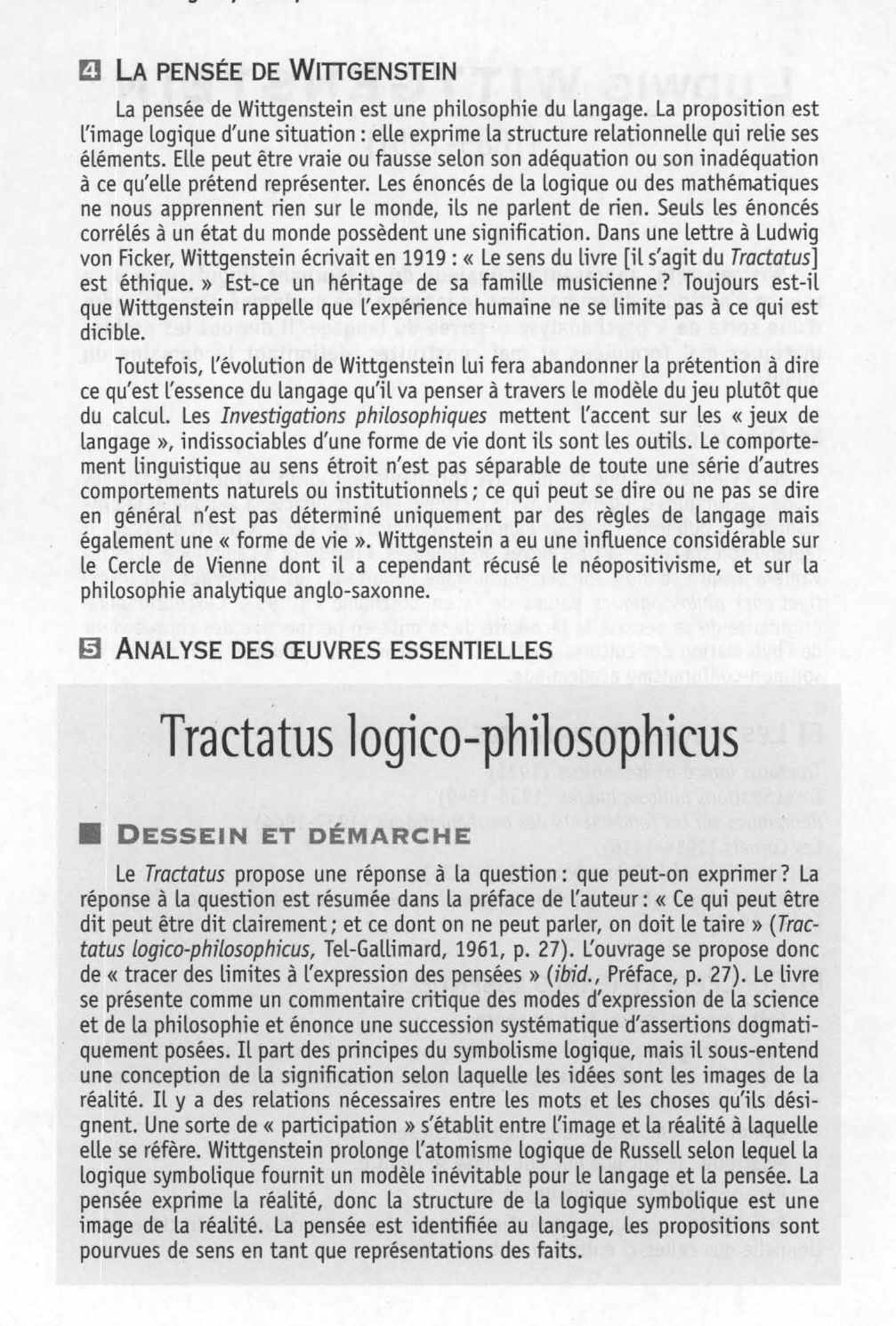 Prévisualisation du document LUDWIG WITTGENSTEIN: Tractatus logico-philosophicus (Résumé et analyse)
