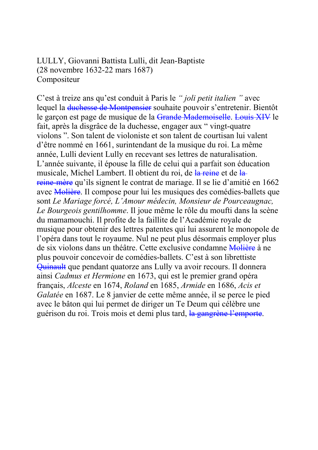 Prévisualisation du document LULLY, Giovanni Battista Lulli, dit Jean-Baptiste