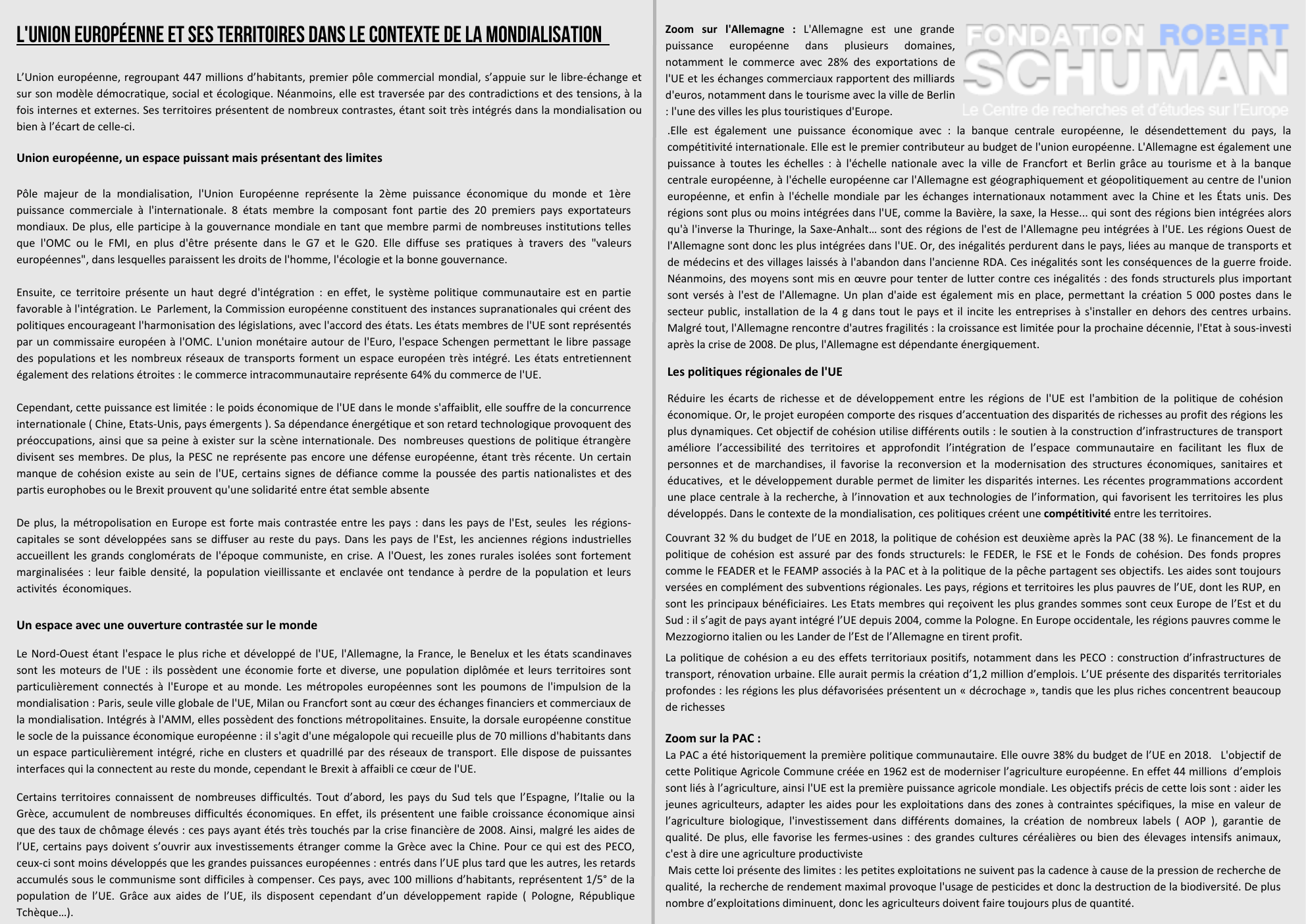 Prévisualisation du document L'UNION Européenne et ses territoires dans le contexte de la mondialisation