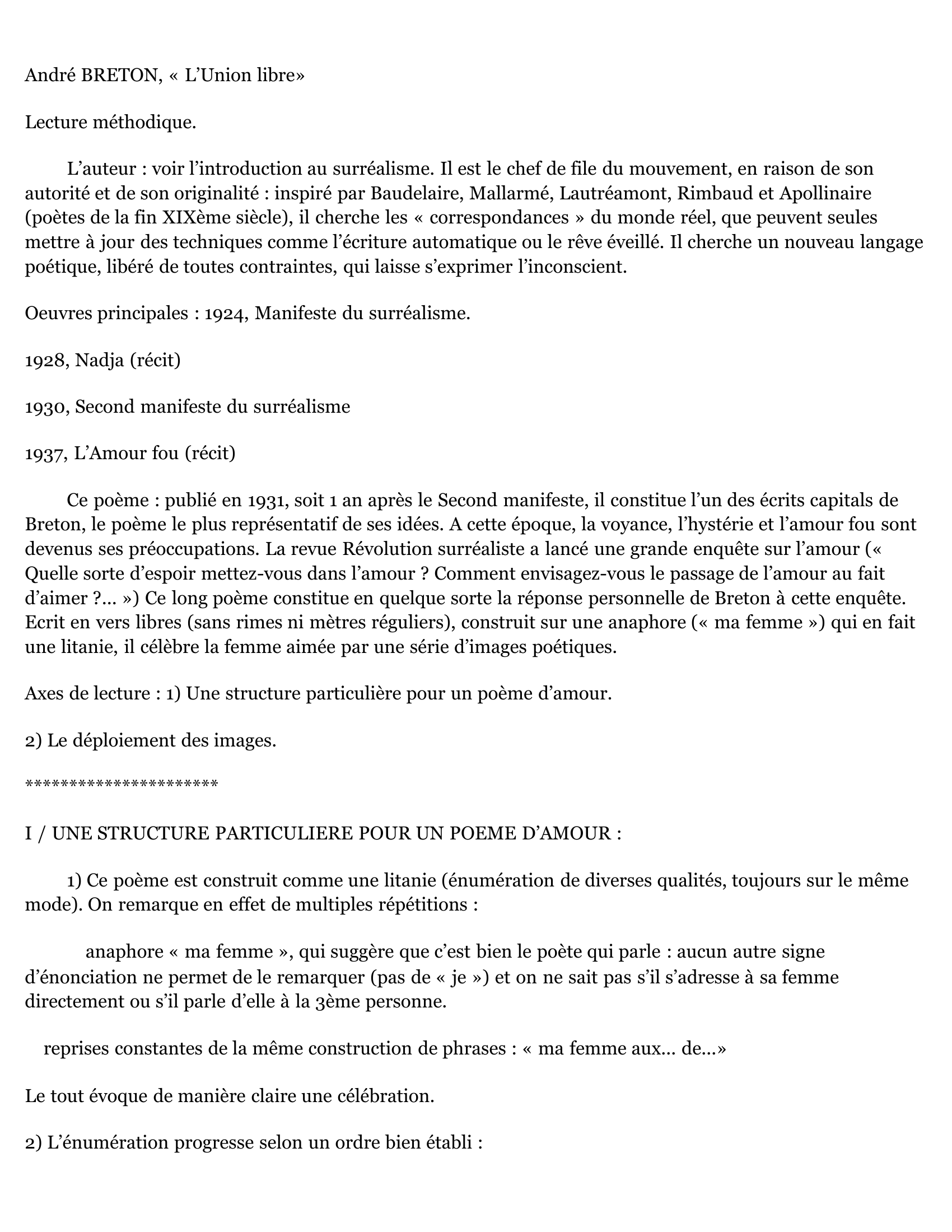 Prévisualisation du document L'union libre d'André Breton