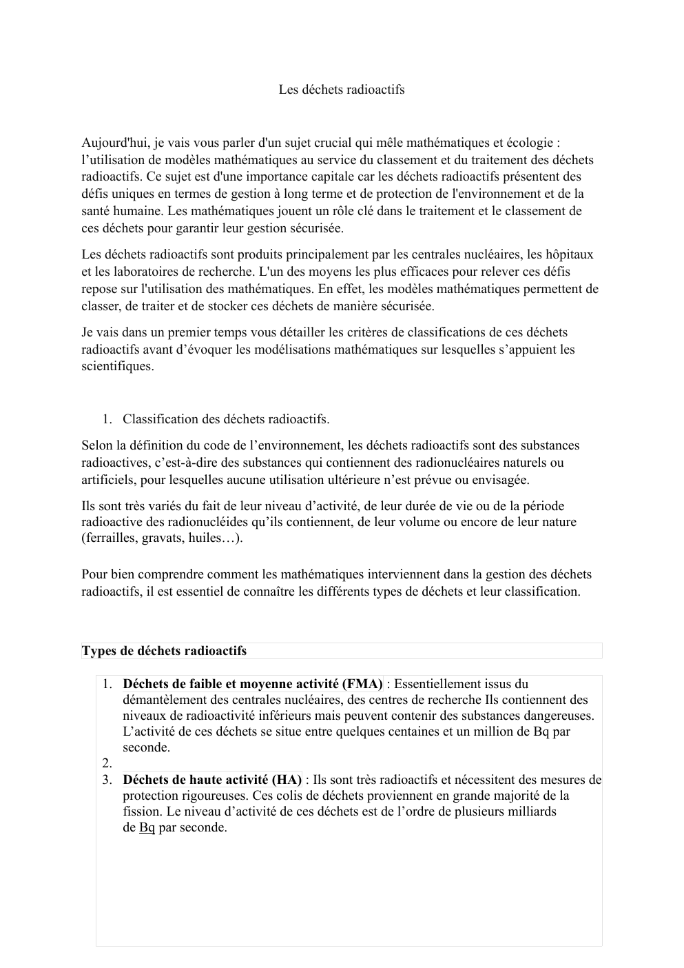 Prévisualisation du document L'utilisation des mathematiques dans le traitement des dechets radiaoactifs